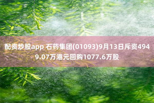 配资炒股app 石药集团(01093)9月13日斥资4949.07万港元回购1077.6万股