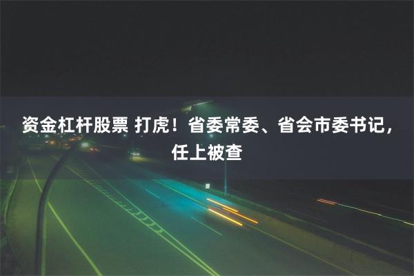 资金杠杆股票 打虎！省委常委、省会市委书记，任上被查