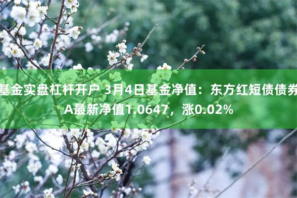 基金实盘杠杆开户 3月4日基金净值：东方红短债债券A最新净值1.0647，涨0.02%